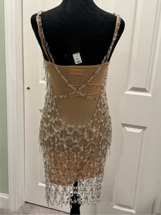 Fashion Nova Blush Nude Beaded Mini Dress Fashion Nova Blush Nude Beaded Mini Dress
